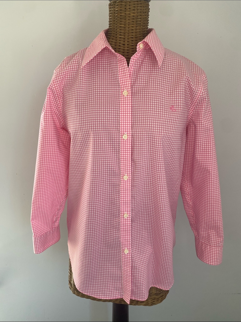 Ralph Lauren Pink and White Gingham Button-Down Shirt